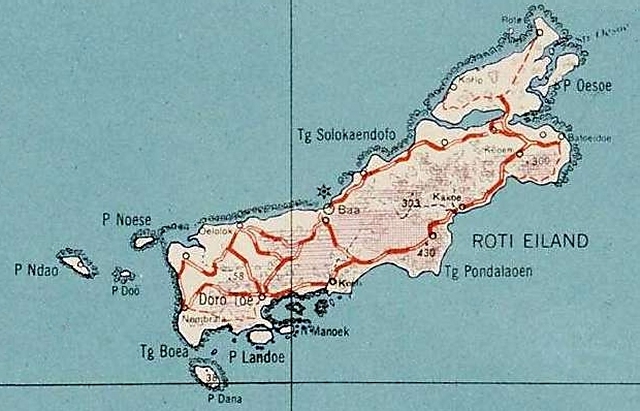 Map showing location of Ndao island off Roti